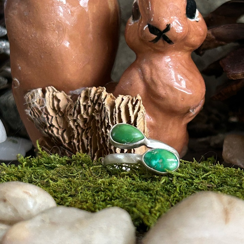 Green Chrysoprase Double Teardrop Ring - Women Jewelry Rings